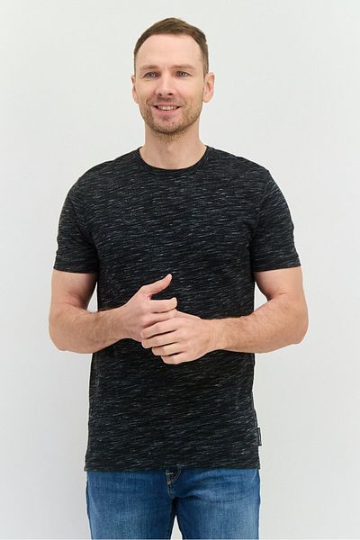 French Connection Men Crew Neck Short Sleeves Brand Logo T-shirt, Heather Black