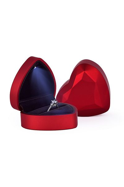 Choice Red Creative Ring Box Heart Shape Led Light Jewelry Box Proposal Confession Ring Box Led Light Earri