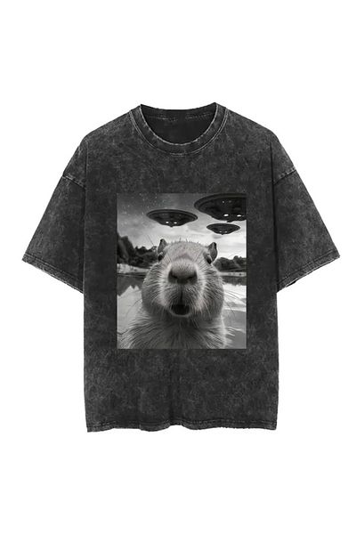 Touz Moda Vintage μπλουζάκι με στάμπα Capybara που πλένεται