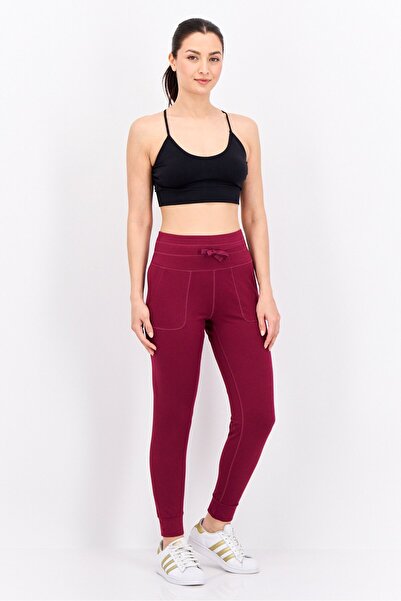 Hype Women Drawstring Plain 28 Inseam Sweatpants, Maroon