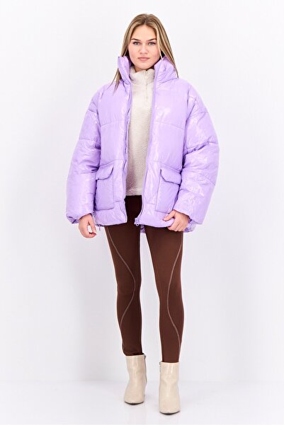 collusion Women Plain Puffer Jacket, Lavender