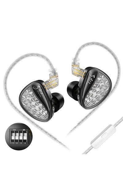 KZ Black tuning mic KZ ZA12 2DD+4BA Hybrid IEM Headphones Wired InEar Monitor Hifi Adjustable Tuning Ea