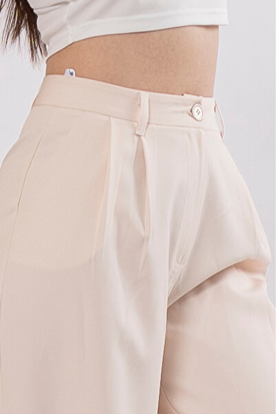 MissVina 30144 Front Double Pleated Loose Plazzo Pocket Trousers