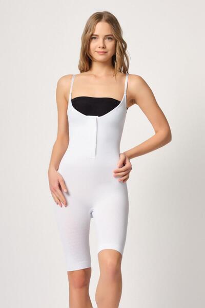 Emay WHITE MI 2093 Corset lung cu piept deschis cu agrafă în față