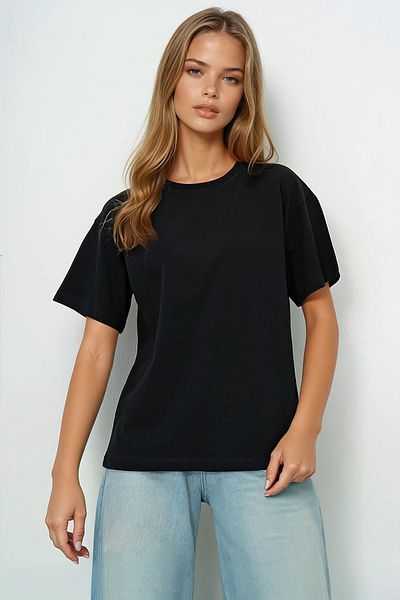 VAGGON Gât negru pentru femei - Tricou de bază