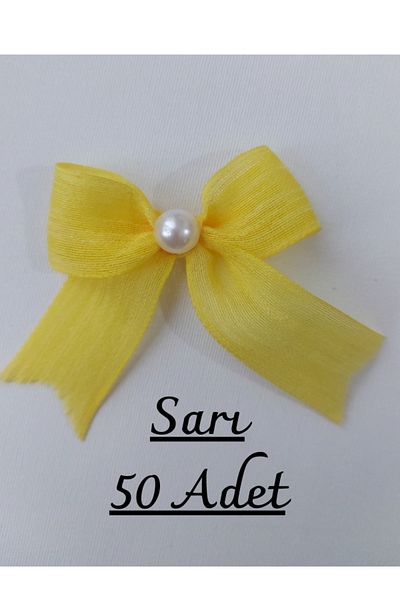 SEVİMLİ TASARİMLAR Napoli Cut Linen Bow - Ready-Made Long Ribbon (50 Pieces)