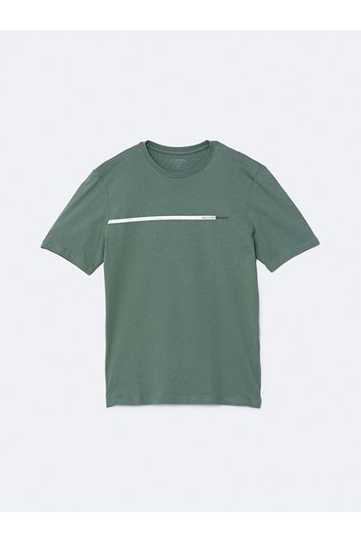 LC Waikiki Ανδρικό μπλουζάκι LCW Crew με κοντό μανίκι με εμπριμέ χτενισμένο βαμβάκι
