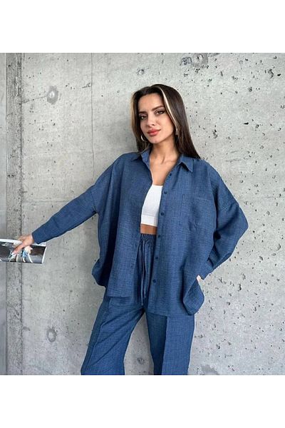 ALLEYTA New Season Women's Striped Shirt Trousers Linen Suit