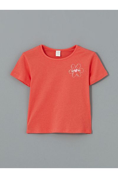LC Waikiki Lcw Kids Coral Crew Neck Floral Girl's T-Shirt Pack of 2
