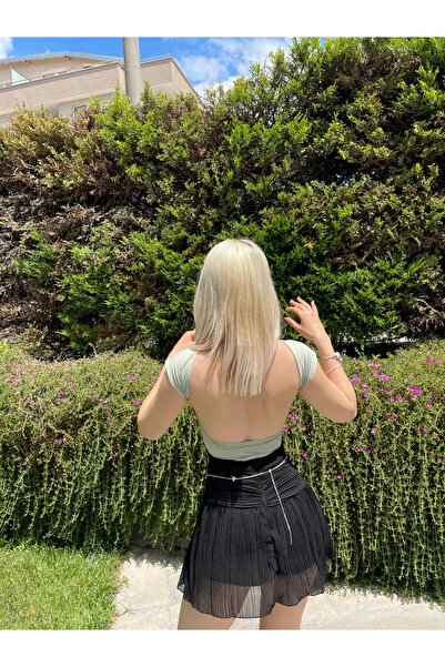 Zechka Γυναικεία μπλούζα Mint Green Deep Back Low-cut - Κοντό μανίκι (zck0793)