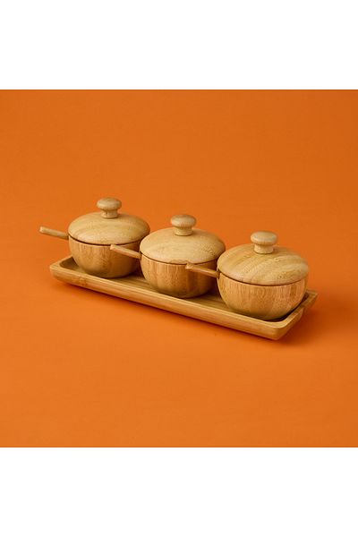 MİEN Light Brown Mien Bamboo Spice Rack Set