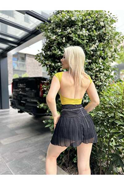 Zechka Πράσινη κοντομάνικη γυναικεία μπλούζα με βαθιά πλάτη - Zck0793