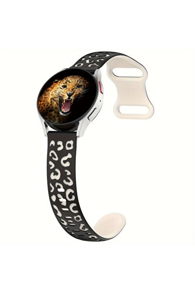 UnDePlus Samsung Galaxy Watch 4 5 6 7 FE 40 40 44 Classic 42 43 46 47 mm Kordon Leopar Desen Yumuşak Silikon