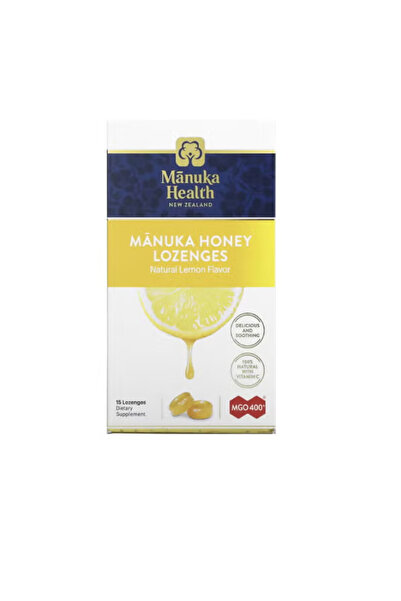 Manuka Health أقراص استحلاب عسل مانوكا، ليمون طبيعي، MGO 400+، 15 قرص استحلاب