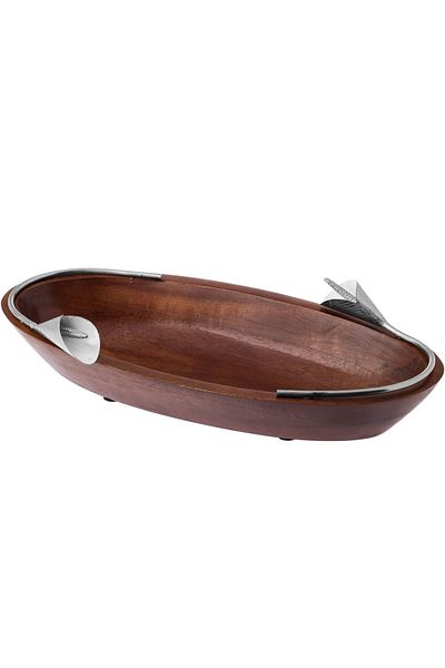 Dania Serving Dish In The Shape Of A Boat Made Of Beech Wood With Lily  Multi Use Silver/Brown