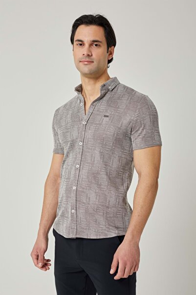COONLESS ERKEK DESENLİ KISA KOL GÖMLEK Antrasit
