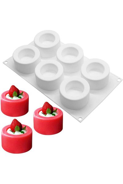 Siliko World 3D Silicone Cake Molds Silicone French Mousse Cake Molds 6-Hole Pudding Cup