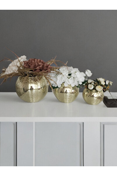 IŞILTI HOME DESIGN Mirror Glass Vase Light Gold Set of 3
