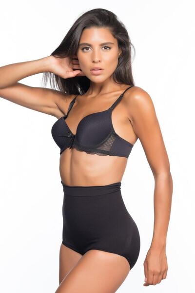 Emay 2057 Model Black Slip Corset - Massage Feature, No Trace