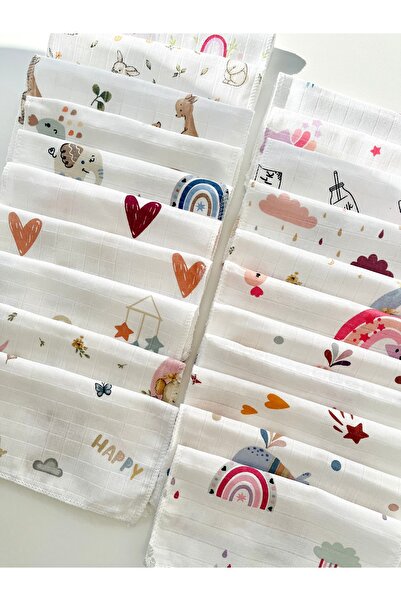 COOLMINIES Pack of 5 Cotton Muslin Baby Wipes - Mixed Pattern