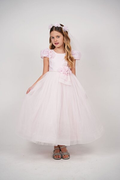 MONİTA Shoulder and Waist Detailed Girl's Evening Dress