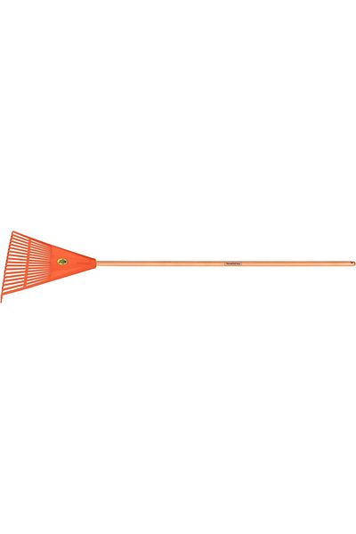TRAMONTINA Since 1911, Made In Brazil - 22 Teeth Orange Polypropylene Garden Rake With 120cm Wood Handle