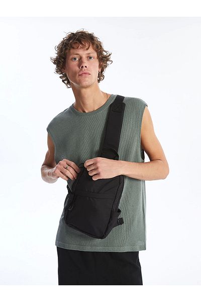 LC Waikiki LCW ACCESSORIES ΜΑΥΡΗ Απλή ανδρική τσάντα στήθους