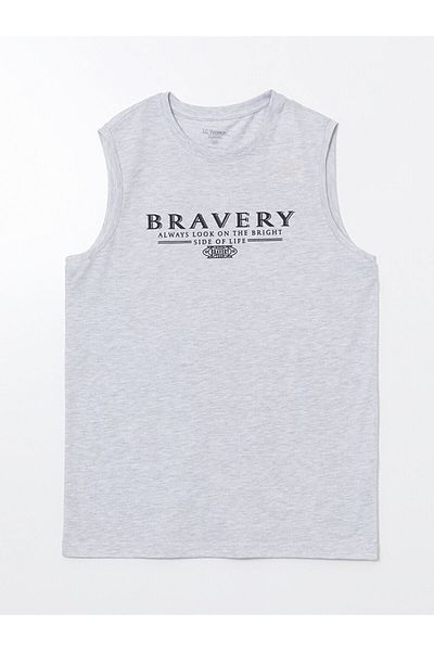 LC Waikiki Lcwaikiki Classic Beige Crew Neck Printed Men's Sleeveless T-Shirt