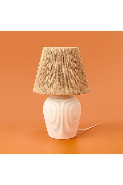 Safir Light أباجورة سيراميك جلو - أبيض / كريمي - 40x40x25 سم