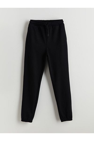 LC Waikiki Black Elastic Waist Girls Jogger Sweatpants
