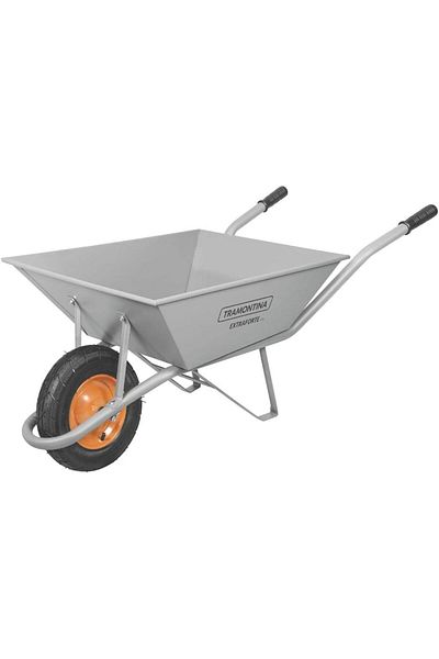 TRAMONTINA Since 1911, Made In Brazil - Wheelbarrow Extraforte With Gray Metal Heavy-duty Bucket 65l