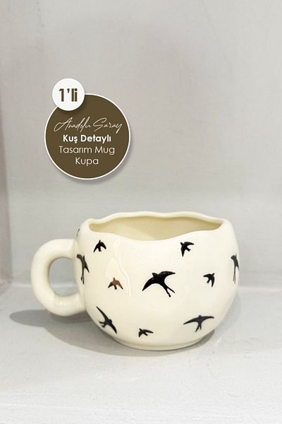 Anadolu Saray Handmade Ceramic Bird Pattern Mug Mug Cup |   Mug Cup Mug Coffee Cup