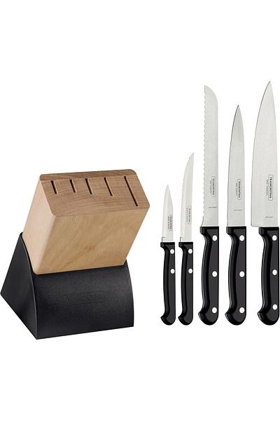 TRAMONTINA Since 1911, Made In Brazil - Ultracorte 6 Pieces Knife And Block Set With Stainless Steel Blade