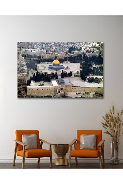Çağ Baskı Kudüs Mescid-i Aksa Kubbetus Sahra İslam Cam Tablo Modern Ev Ofis S...