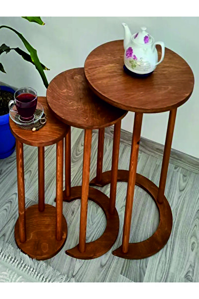 wudie Doğal Ahşap 3lü Zigon Sehpa Yan Sehpa Orta Sehpa Kayın Ağacı Güçlü ve D...