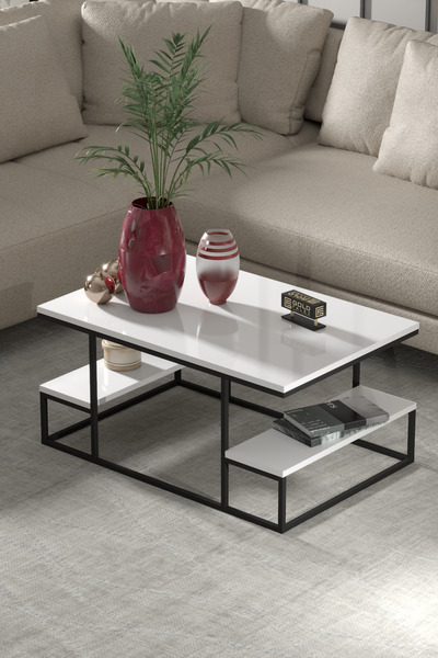 GOLDFALEZ Orta Sehpa Delux Raflı Beyaz