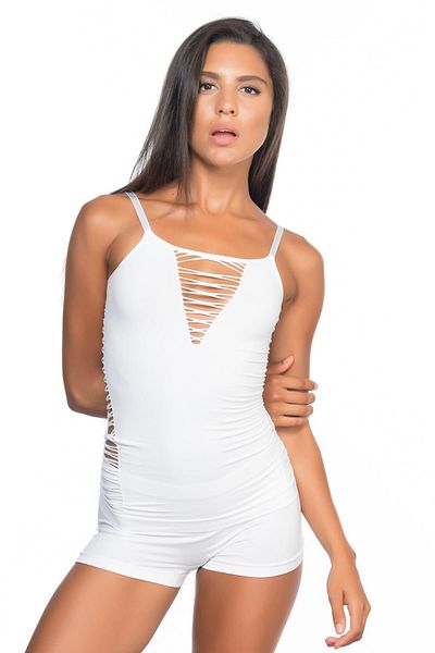 Emay White Mi 5037 Rope Strap Fancy Tank Top Corset