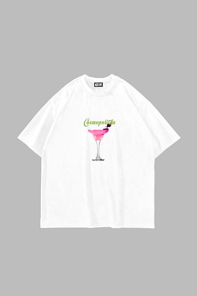 Sekizbiraltı Λευκό Oversize Unisex T-Shirt - Cosmopolitan Printed