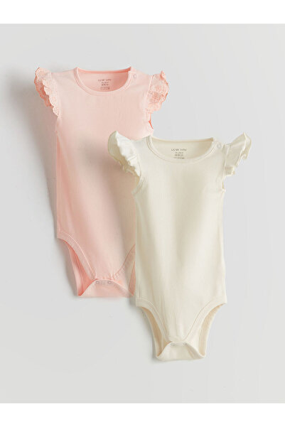 LC Waikiki Ecru Basic Baby Girl Snap Body 2-Pack