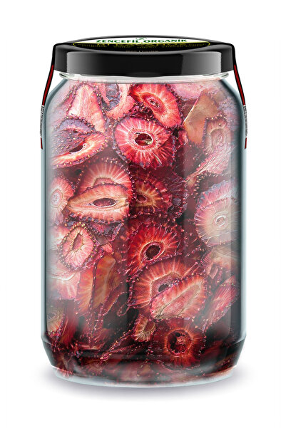 Zencefil Organik 660 سي سي.رقائق الفراولة المجففة على شكل أوراق - خالية من الإضافات في وعاء زجاجي