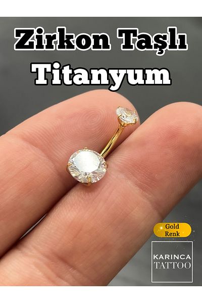 Karınca Piercing Titanium Belly Piercing - Zircon Stone Ant Tattoo