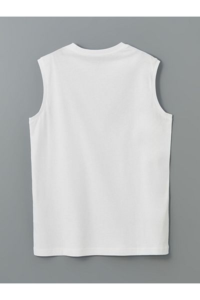 LC Waikiki Lcwaikiki Classic White Crew Neck Printed Men's Sleeveless T-Shirt