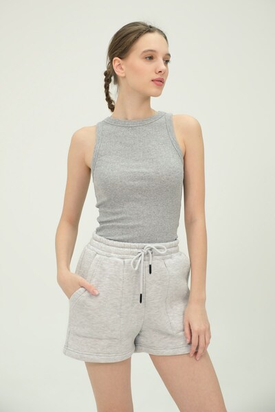 The Champ Clothing Halter Collar Ribbed Gray Women's Athlete