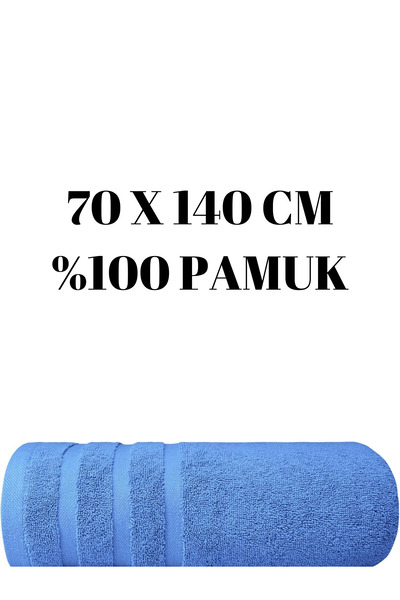 KAYABEY HOME Mavi Banyo Duş Havlusu %100 Pamuk Çizgi Desenli 70 X 140 Cm 305 gr Bir Adet
