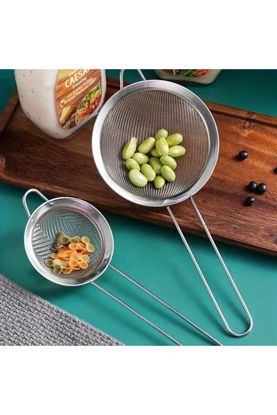 MyBru Stainless Steel Practical 2-Piece Tea Strainer Vegetable Pasta Flour Strainer 12 16 cm