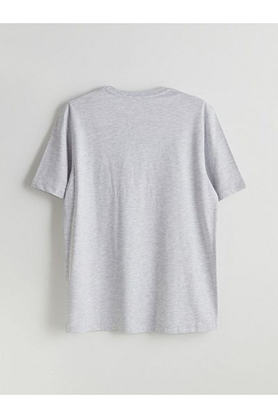 LC Waikiki Ανδρικό μπλουζάκι LCW Crew με κοντό μανίκι με εμπριμέ χτενισμένο βαμβάκι