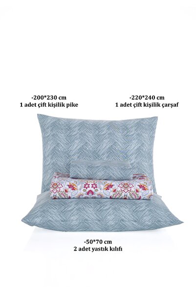 Evim Soren Double Pique Set 200X230 cm Royan Blue Claret Red