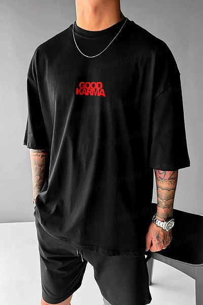 Millionaire Ανδρικό μαύρο μπλουζάκι Good Karma Oversize Loose Wide Fit Loose Cut