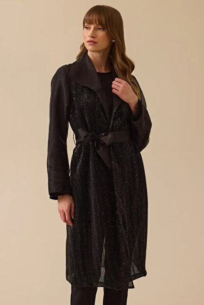 SEÇİL Жіночий прозорий комплект з блискучою блузкою - чорний