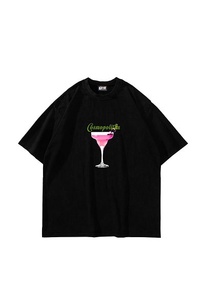 Sekizbiraltı Черна унисекс тениска с щампа Cosmopolitan Oversize